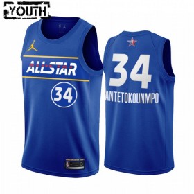 Dres Milwaukee Bucks Giannis Antetokounmpo 34 2021 All-Star Jordan Brand Plava Swingman - Dječji
